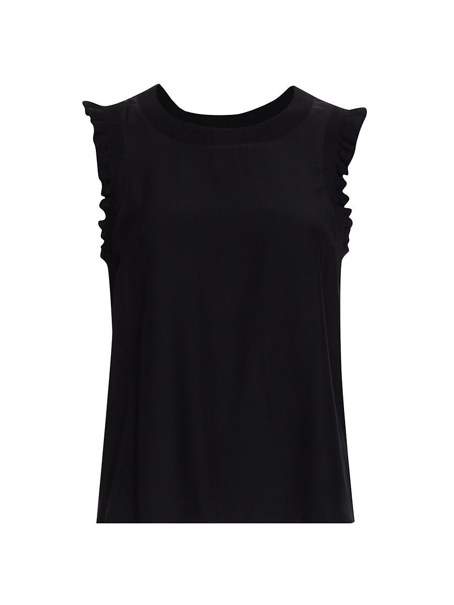 Tous Les Jours Lenore Crewneck Sleeveless Silk Top Product Image