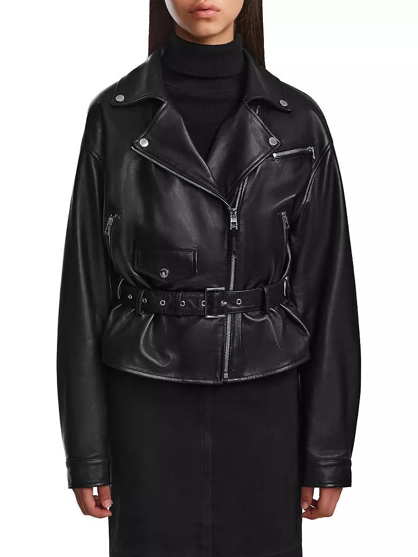 Arielle Leather Belted Jacket Product Image