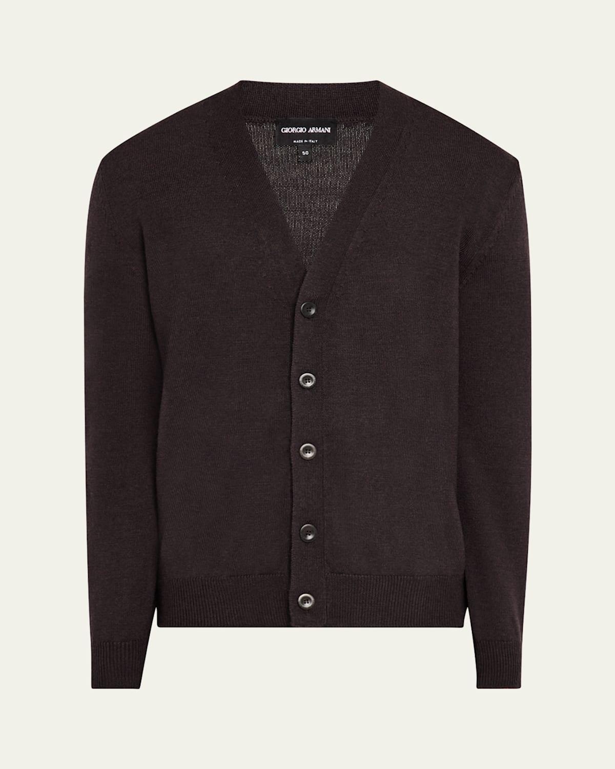 Mens Solid Wool Cardigan Product Image