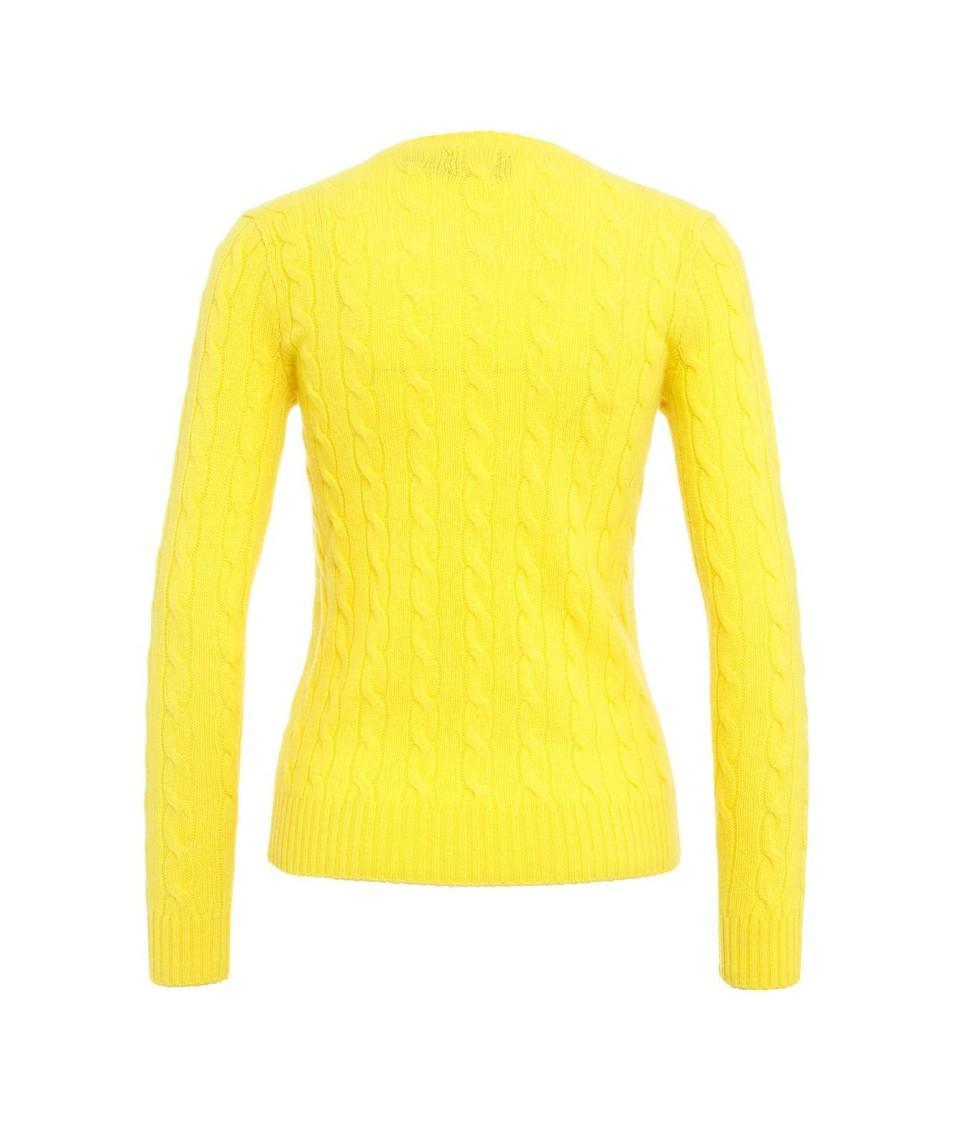 POLO RALPH LAUREN Cable Knit Cotton Sweater In Yellow Product Image