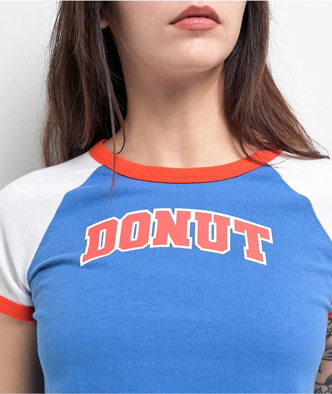 Donut Red, White, & Blue Raglan Crop T-Shirt Product Image