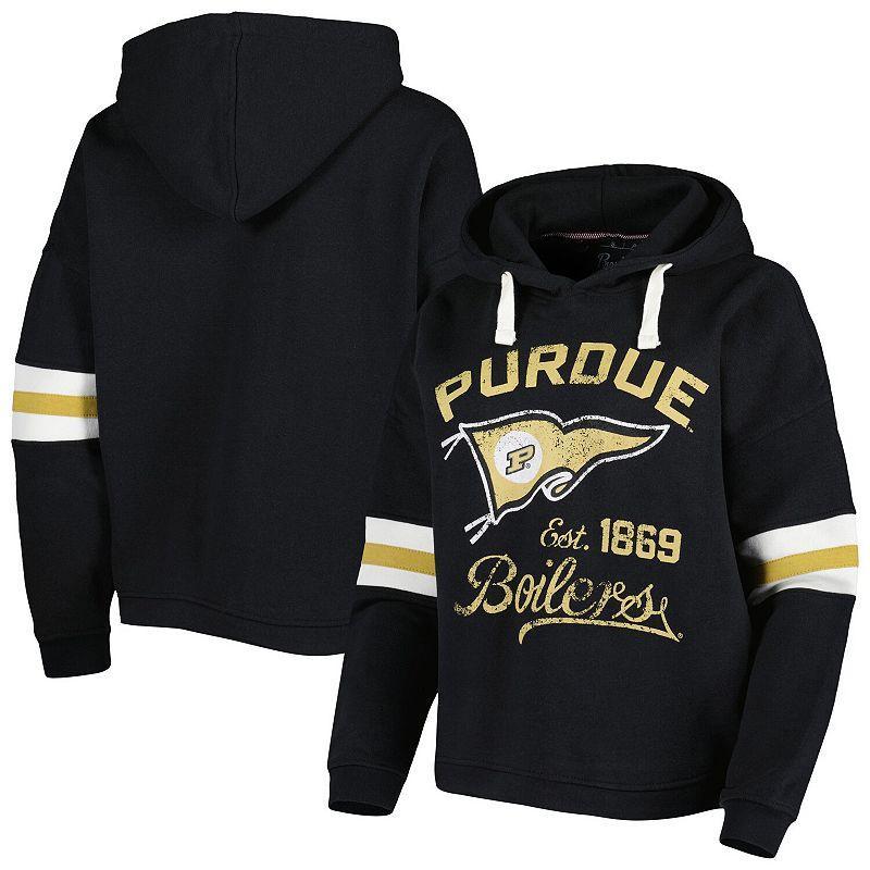 Women's Pressbox Black Purdue Boilermakers Super Pennant Pullover Hoodie, Size: Medium Product Image