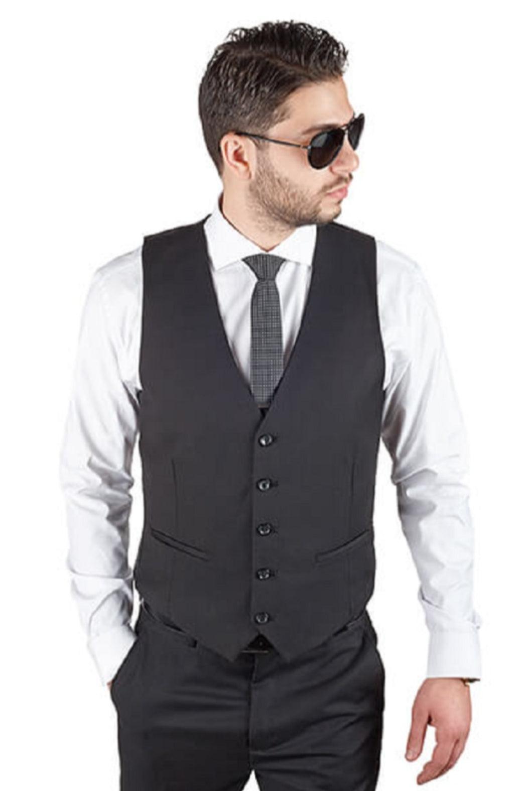 Black 5 Button Slim Fit Vest Product Image