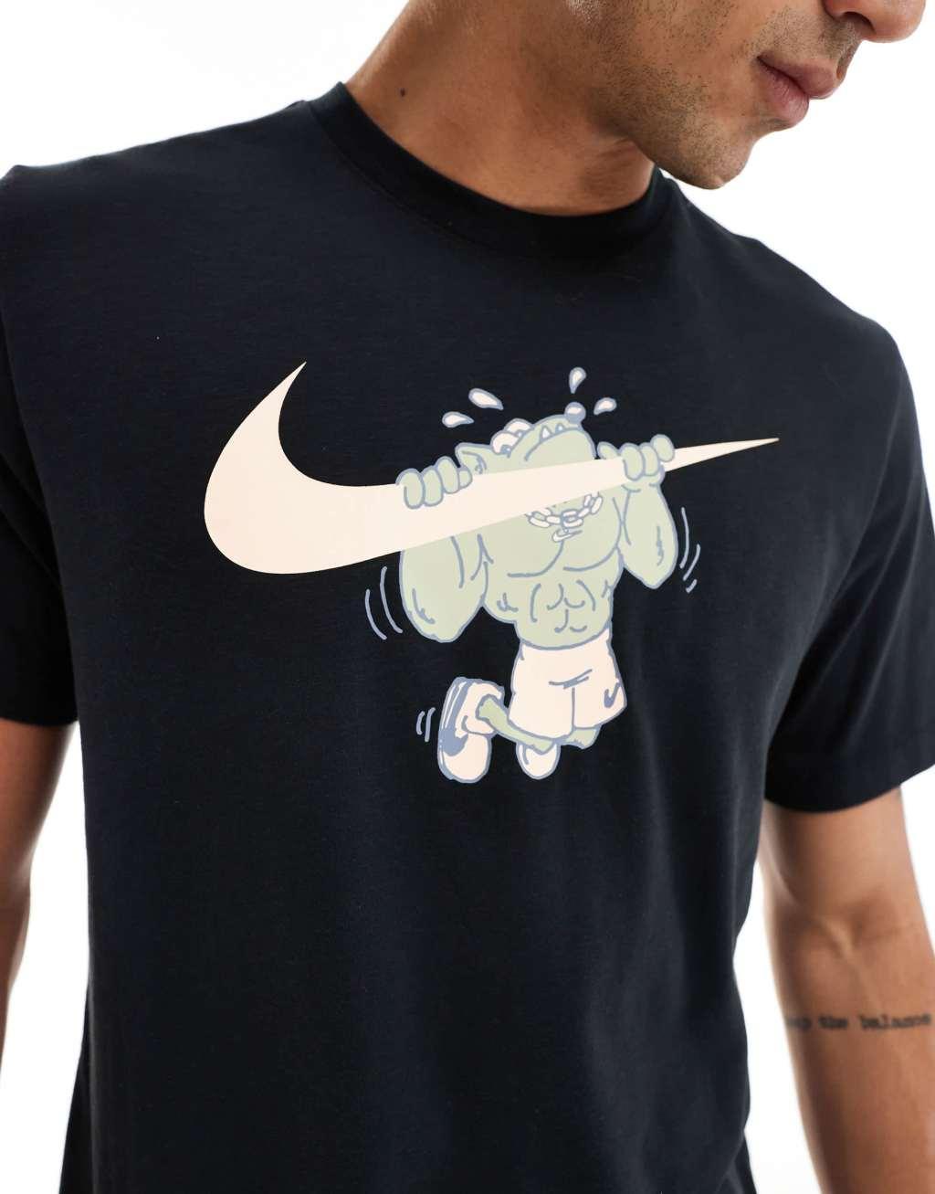 Nike Training Pull Up graphic T-shirt in black Product Image