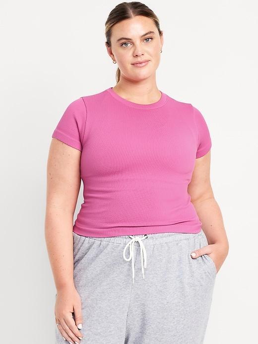 Fitted Seamless Ribbed T-Shirt Product Image