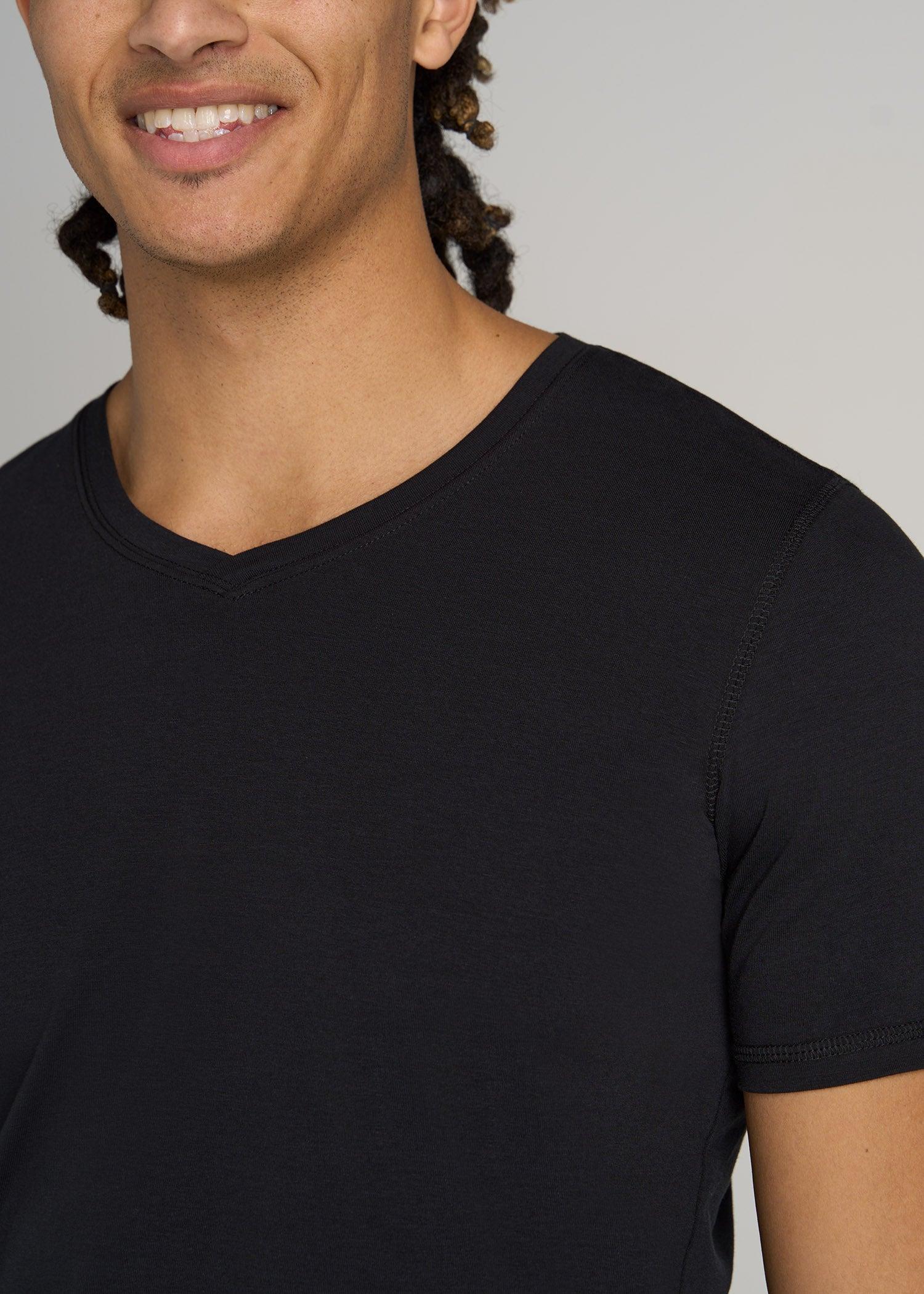 The Essential SLIM-FIT V-Neck Tee for Tall Men in Black Male Product Image
