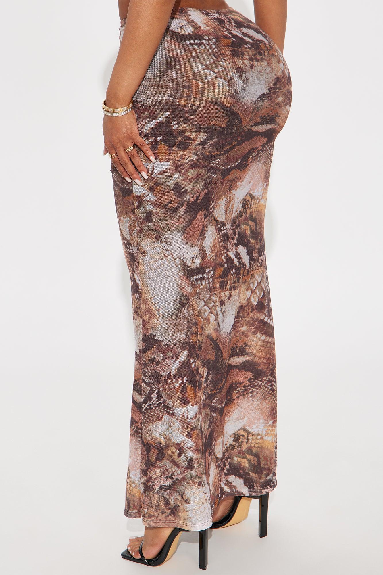 Remi Snakeskin Mesh Maxi Skirt - Brown/combo Female Product Image
