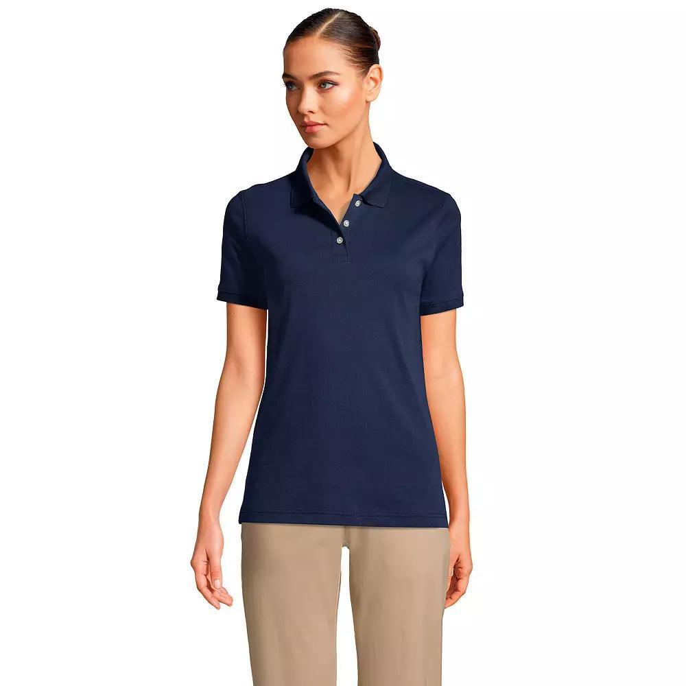 Women's Lands' End School Uniform Classic Short Sleeve Interlock Polo Top, Size: Small, Classic Blue Product Image