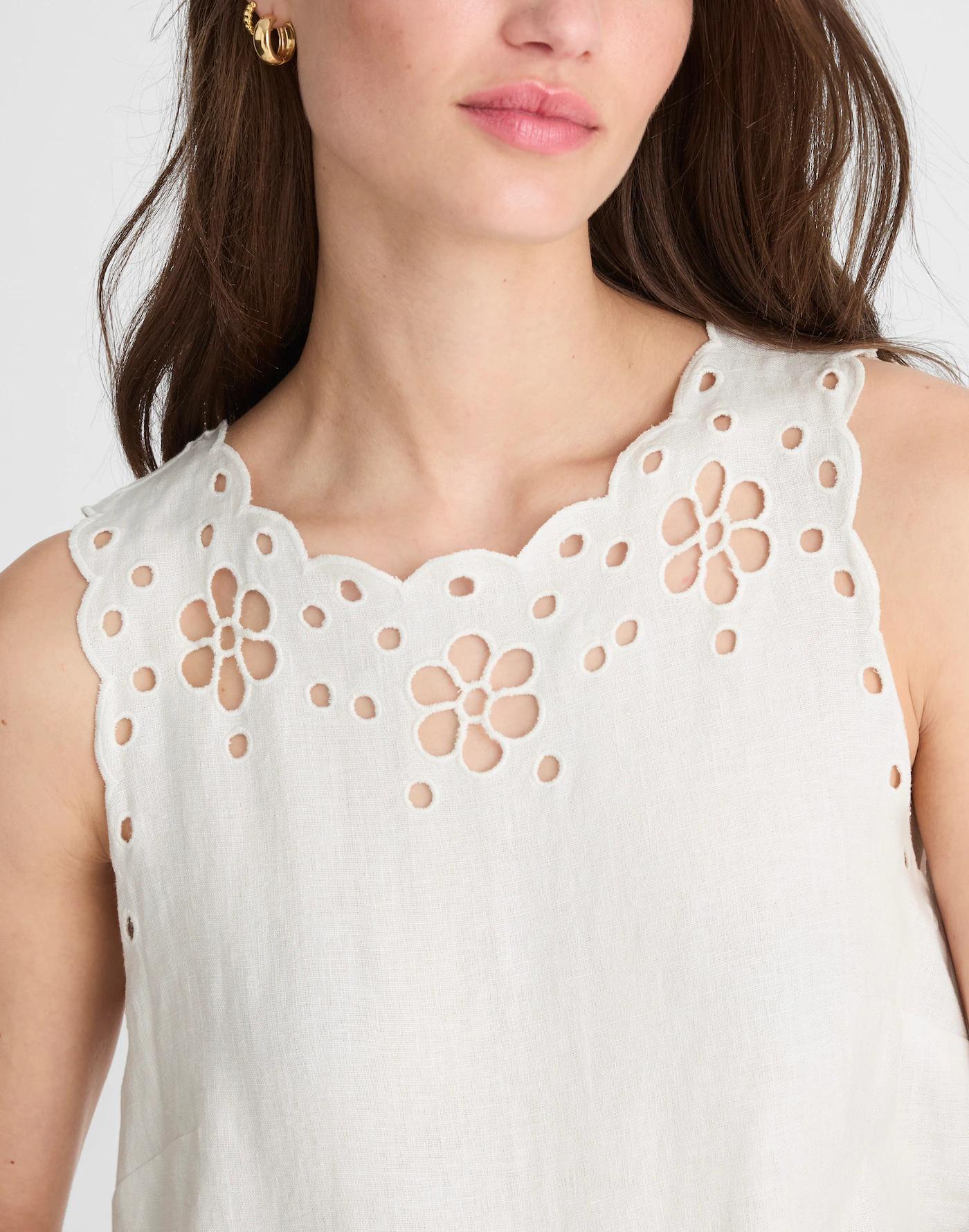 Embroidered Eyelet High-Low Tank Product Image