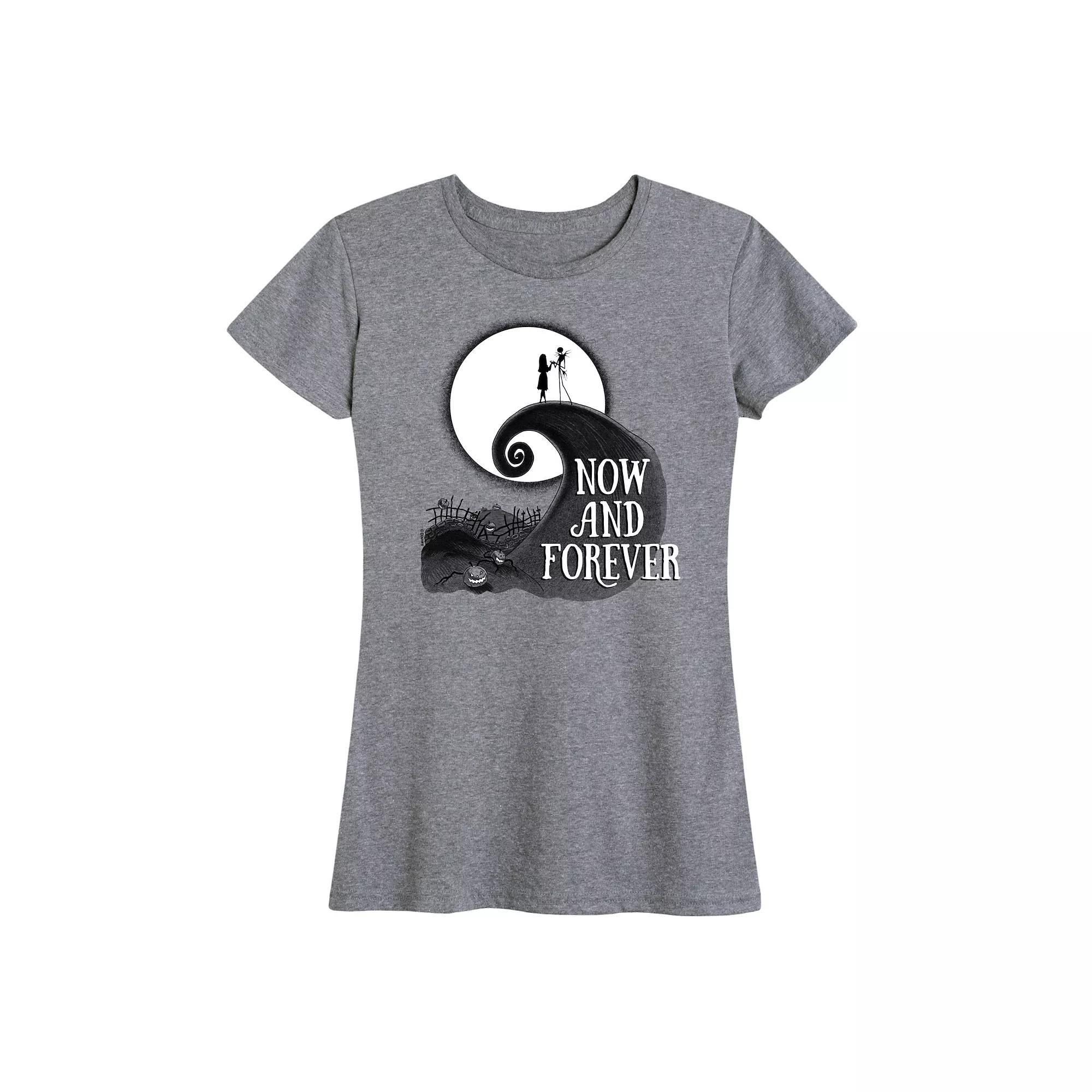 Disney's The Nightmare Before Christmas Women's Now And Forever Graphic Tee, Size: Medium, Grey Gray Product Image