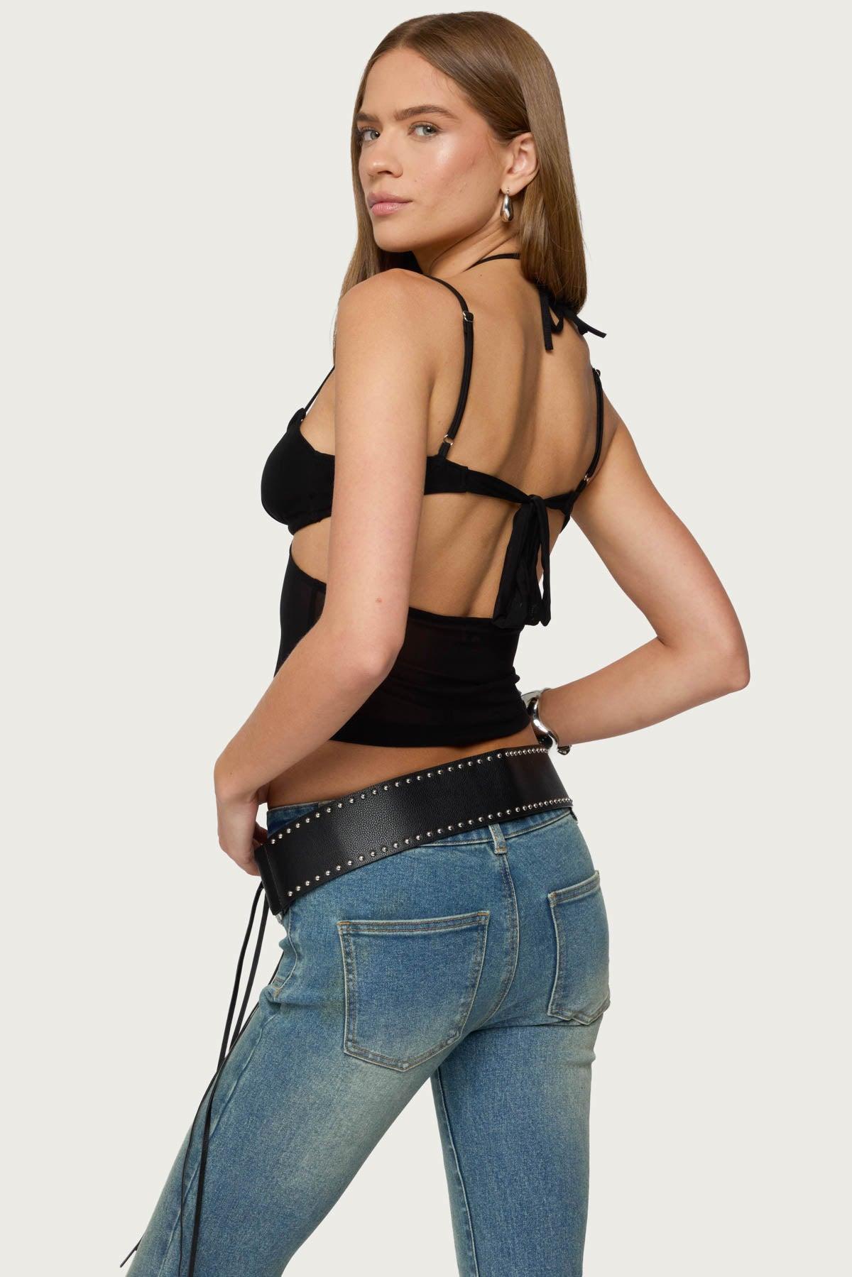 Strappy Sheer Mesh Cupped Top Product Image