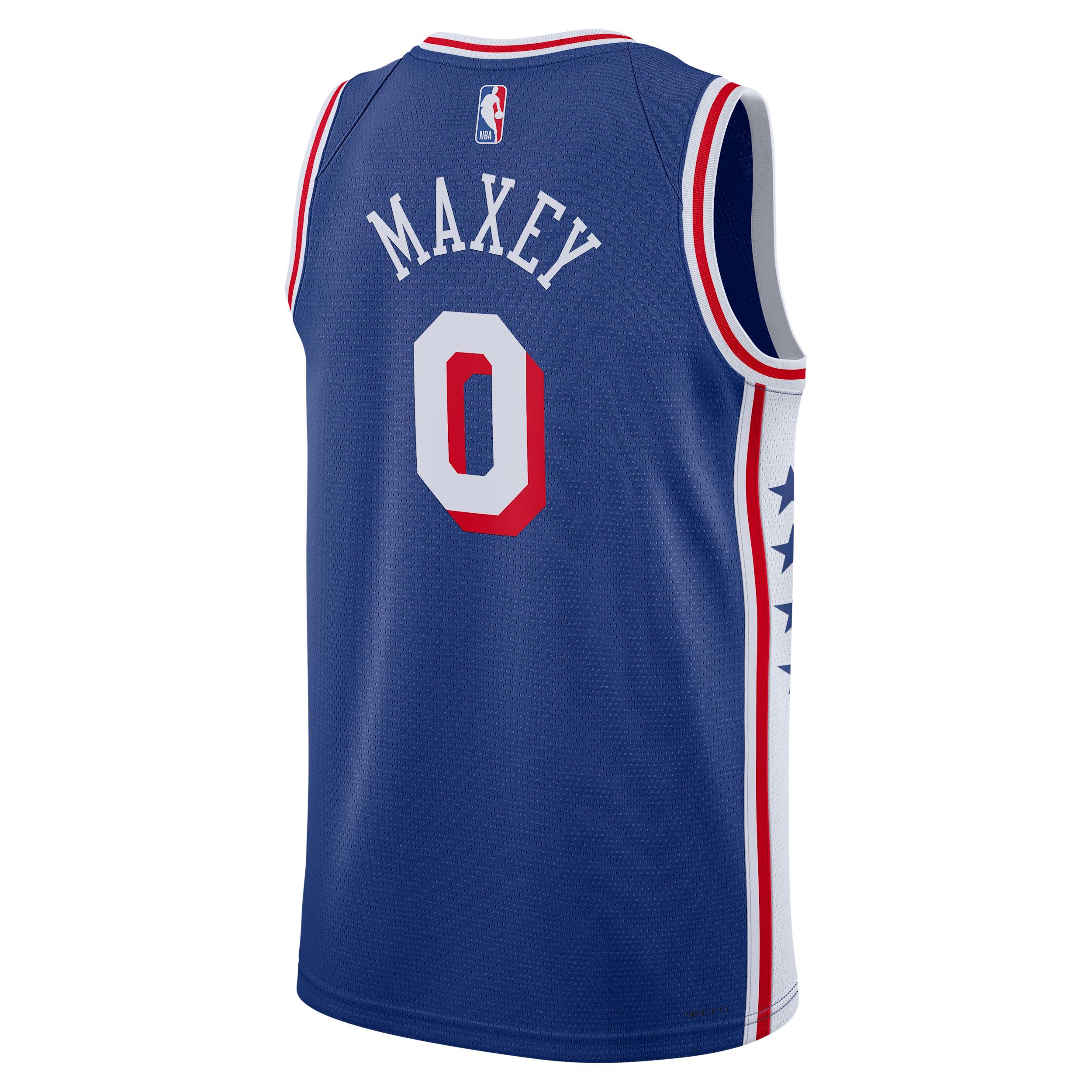 Tyrese Maxey Philadelphia 76ers Icon Edition Nike Mens Dri-FIT NBA Swingman Jersey | DX8620-403 Product Image