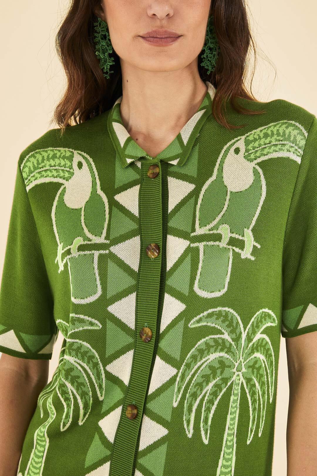 Green Summer Sunrise Lenzing™ Ecovero™ Viscose Knit Shirt Product Image