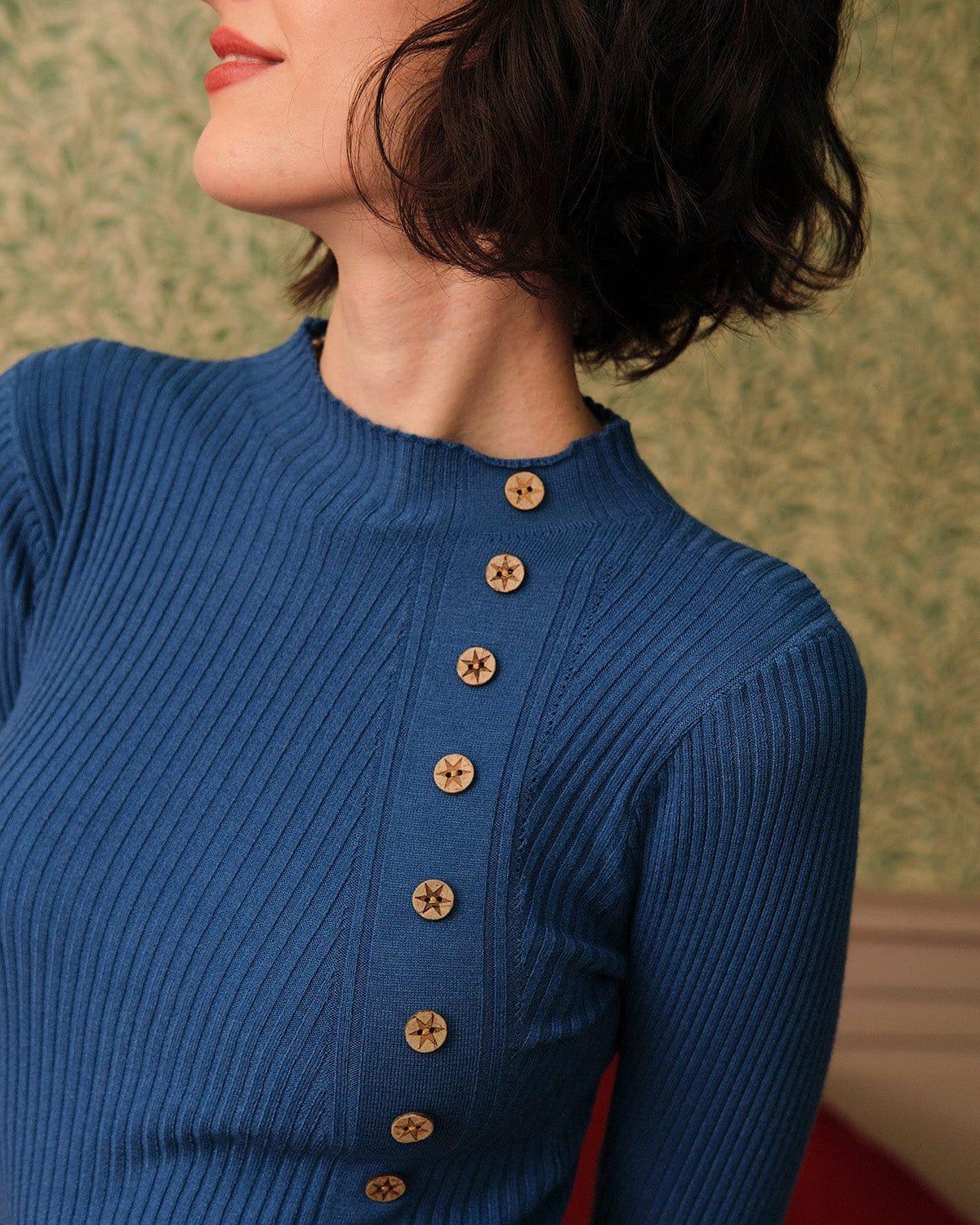 The Solid Mock Neck Ribbed Knit Top Female Product Image