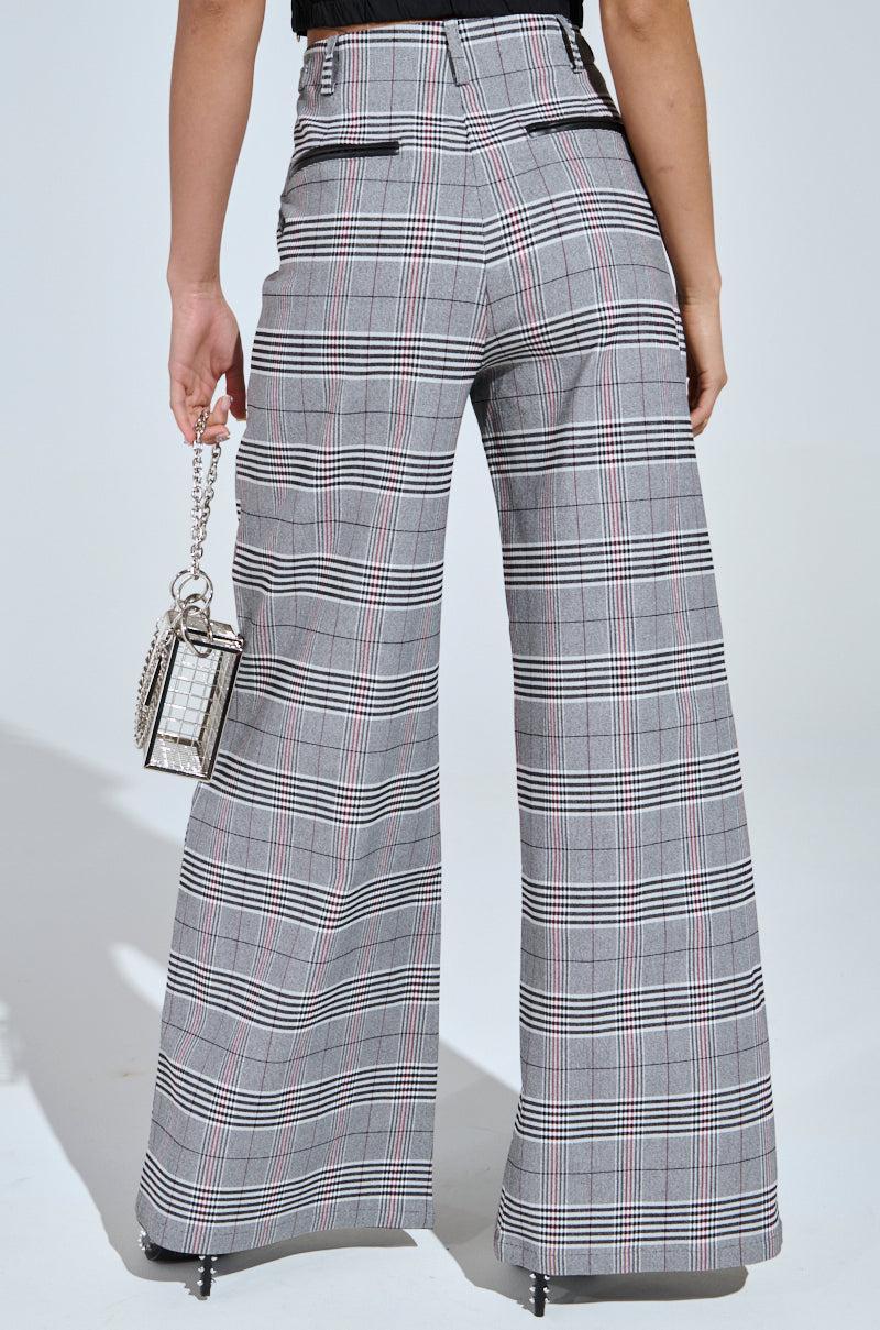 DARIA WIDE LEG PLAID PANT Product Image