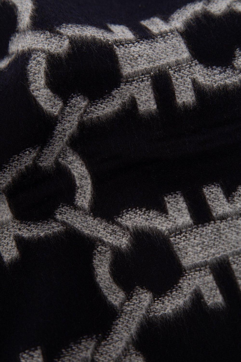 FERRAGAMO Blue And Grey Gancini Monogram Scarf Product Image