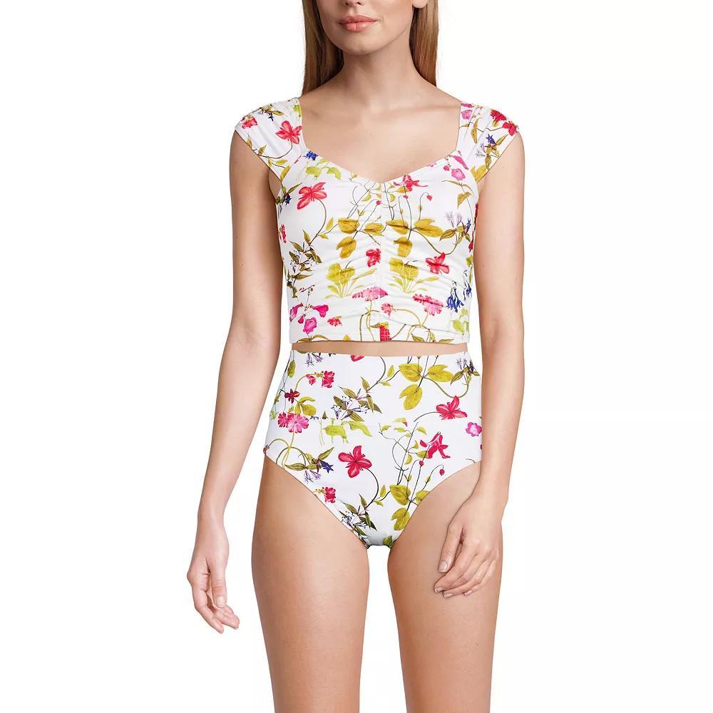 Women's Lands' End Ruched Cap Sleeve Swim Top,  Product Image