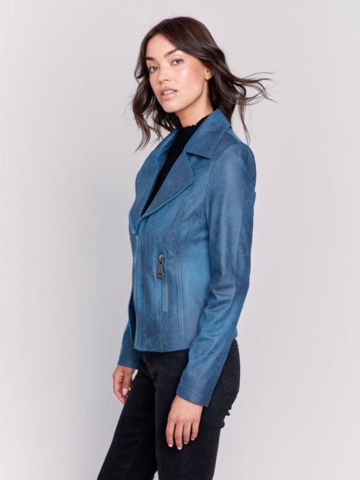 Charlie B. Blue Faux Leather Jacket Product Image