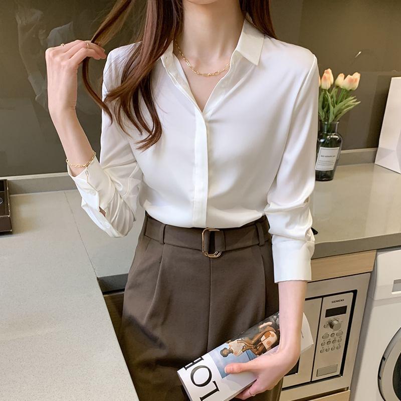 Long-Sleeve Plain Shirt Product Image