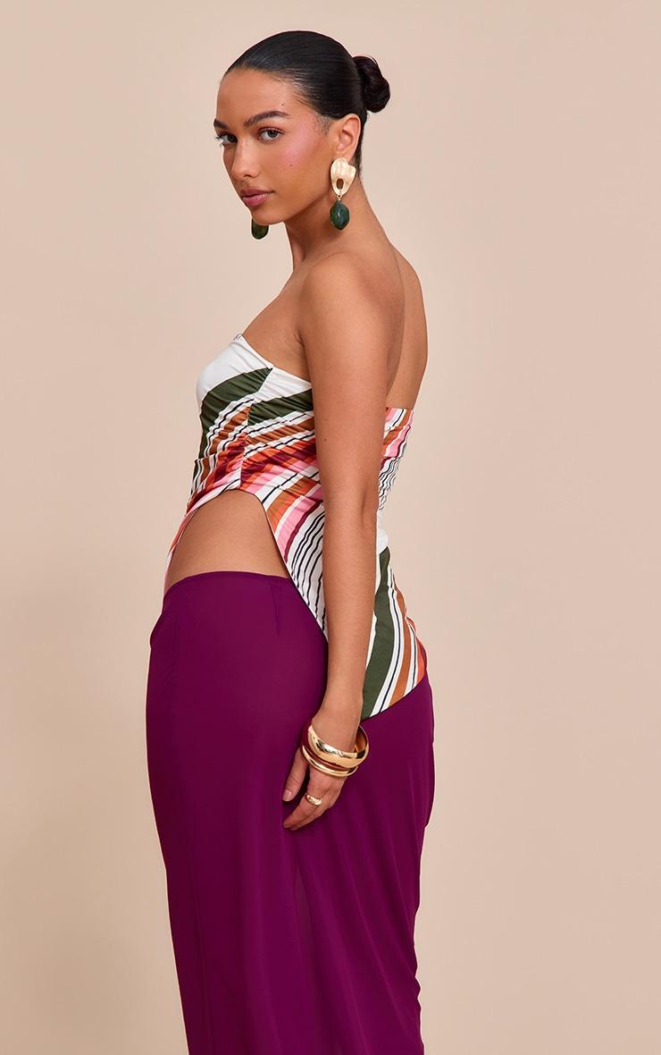  Multi Printed Striped Double Layer Slinky Split Side Bandeau Product Image
