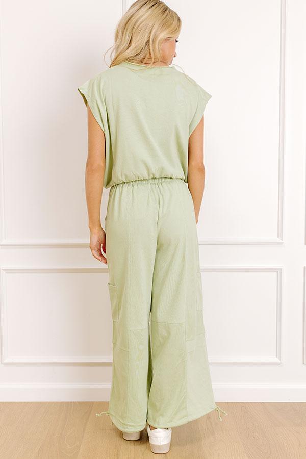 The Chill Edit High Waist Cargo Pants in Sage Product Image