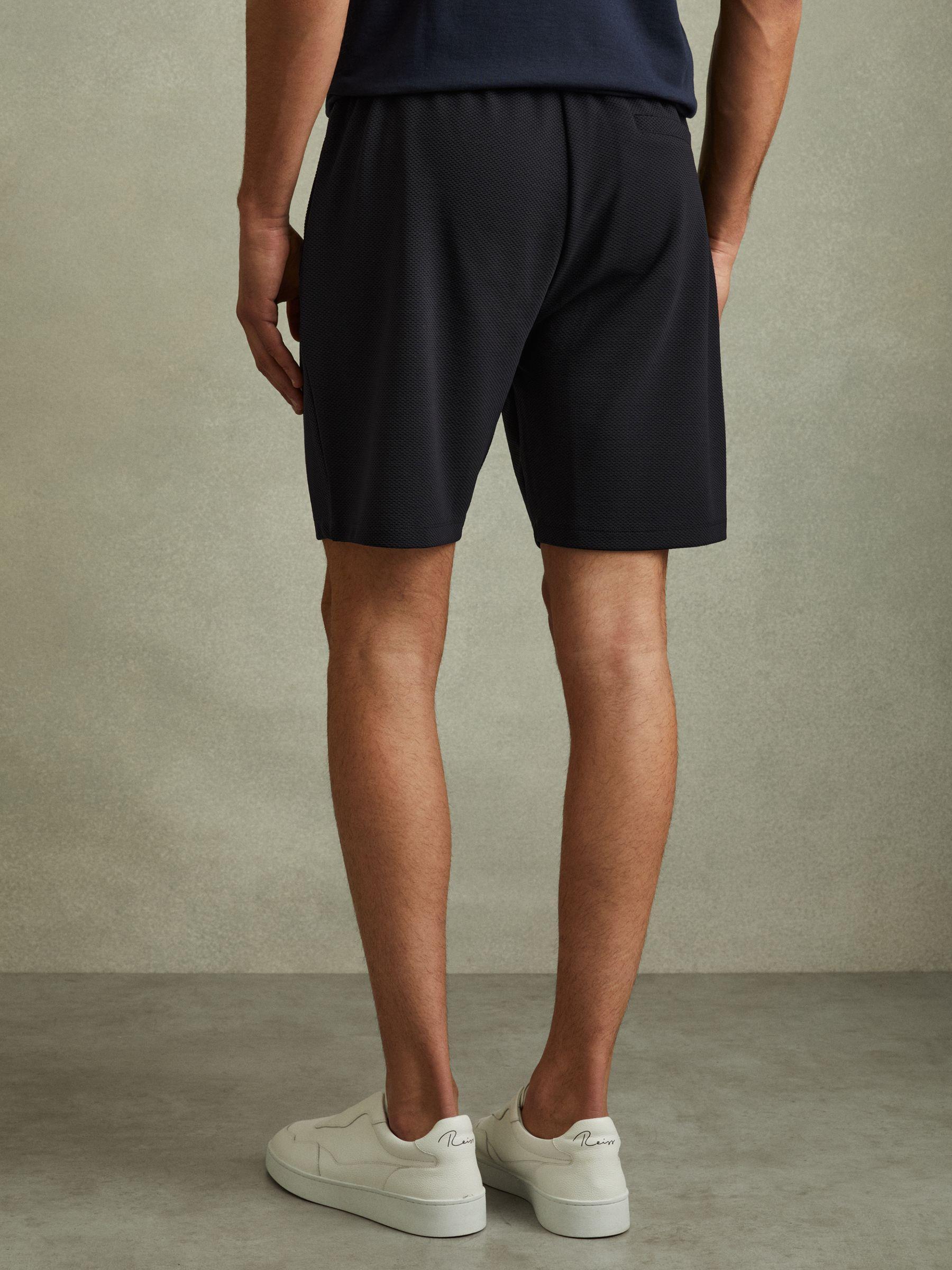Textured Drawstring Shorts in Navy Product Image