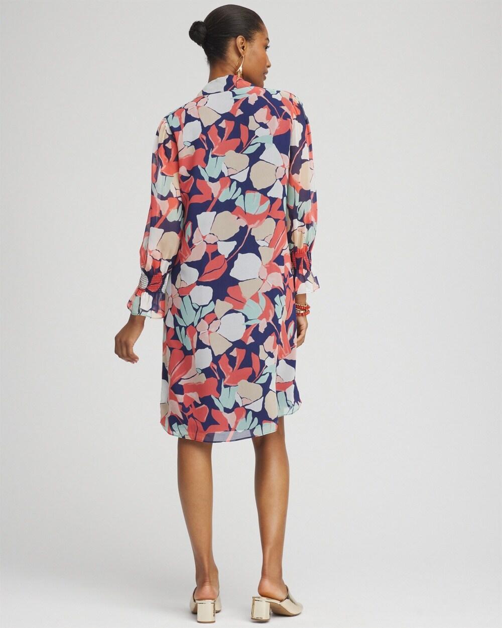 Abstract Ruffle Front Shirt Dress Product Image