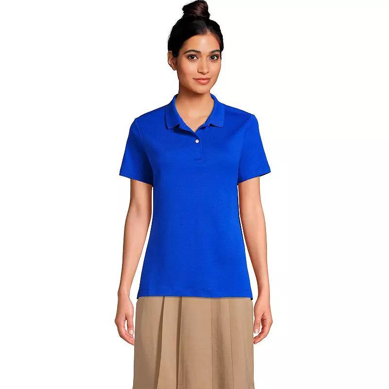 Women's Lands' End School Uniform Short Sleeve Interlock Polo Shirt, Size: XL, Classic Blue Product Image