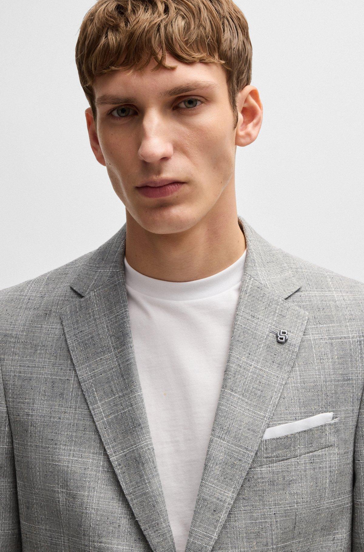 Slim-fit suit jacket in a checked wool blend Product Image