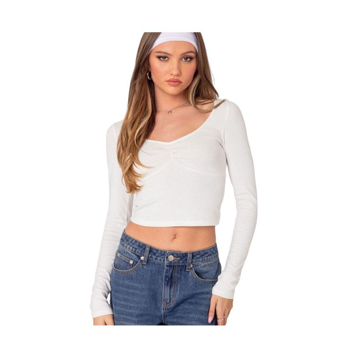 Womens Nat ruched v neck top Product Image