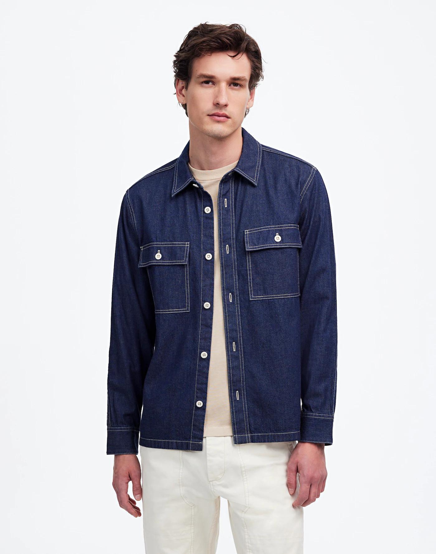 Straight-Hem Work Shirt in Japanese Denim Product Image