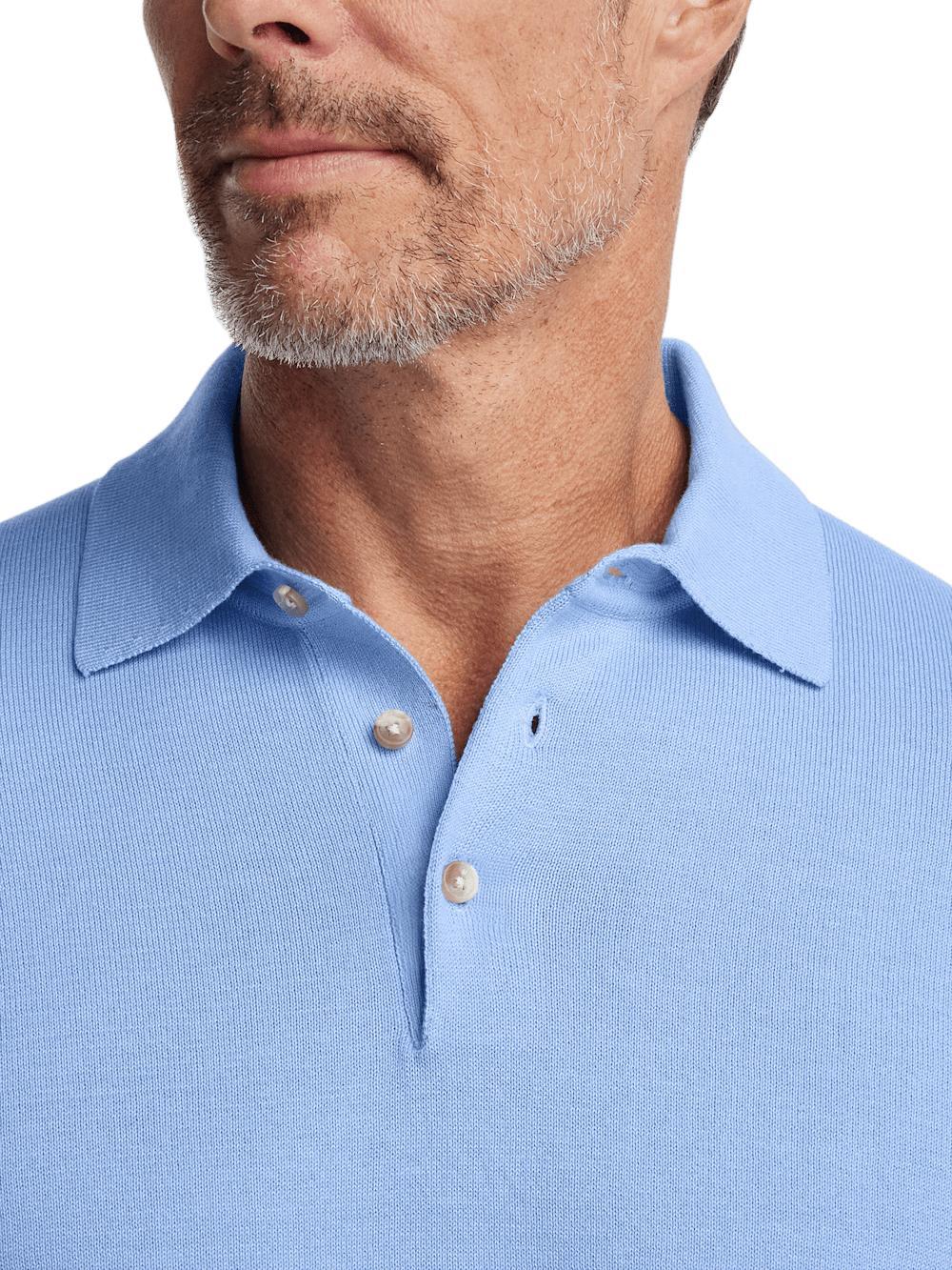 Supima Cotton Three Button Polo - Blue Product Image