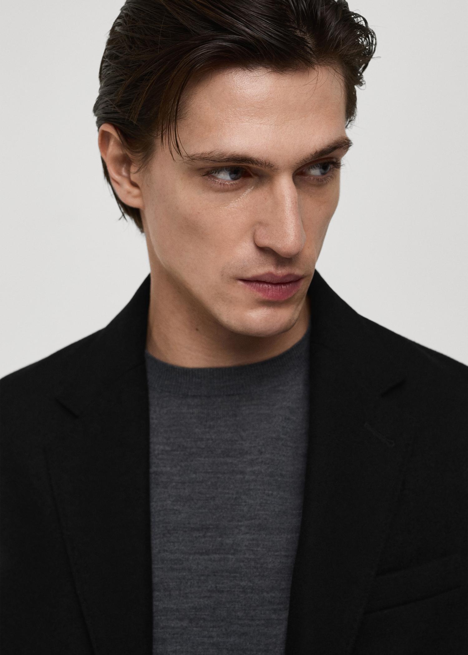 Long recycled wool coat - Men | MANGO USA Product Image