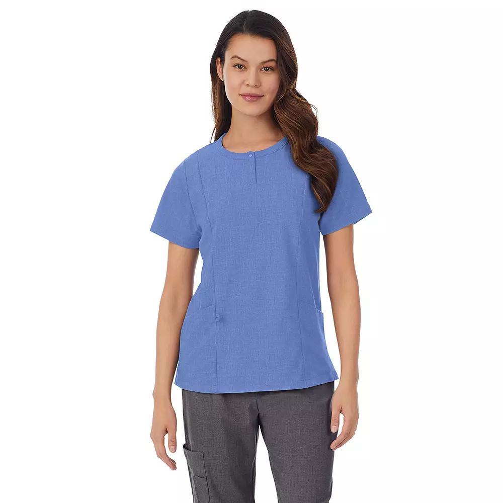 Women's Cuddl Duds® Scrubs Henley Top With 2 Pockets, Size: Large, Ceil Grey Product Image