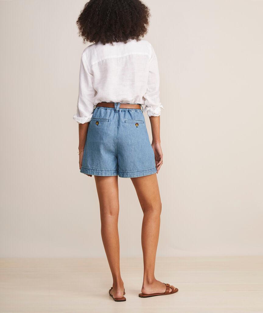 Chambray Pleated Shorts Product Image