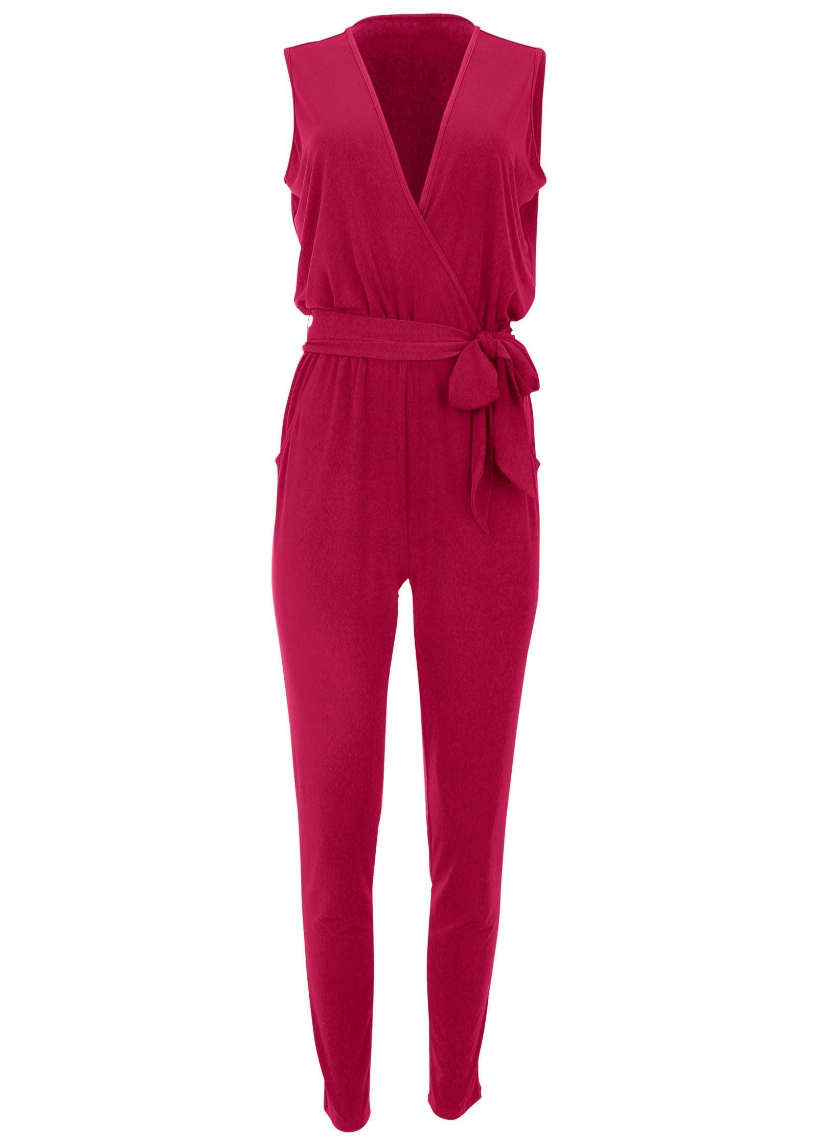 Wrap Tie Jumpsuit - Red Product Image