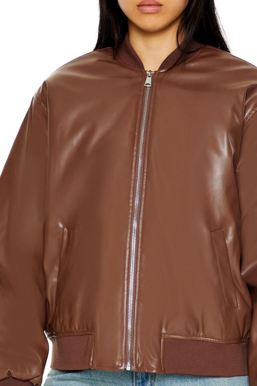 Faux Leather Utility Bomber Jacket | Forever 21 Product Image