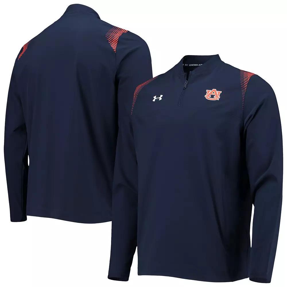 Men's Under Armour Navy Auburn Tigers 2021 Sideline Motivate Quarter-Zip Jacket,  Product Image