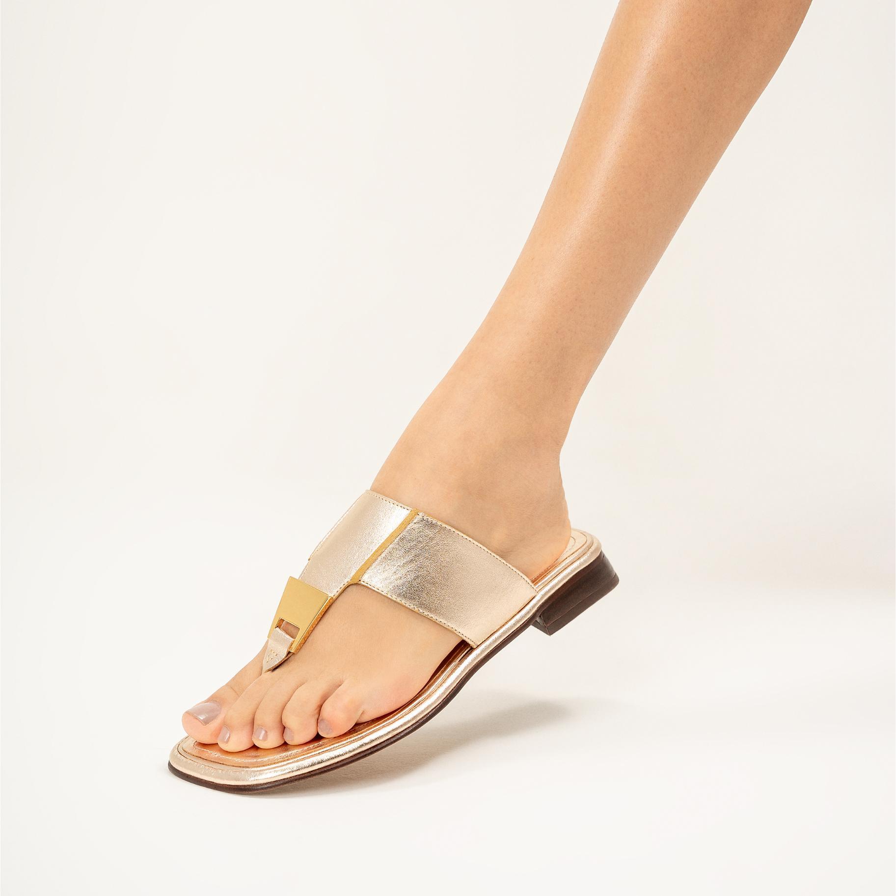 Salma Metallic Leather Flat Sandal Female Product Image