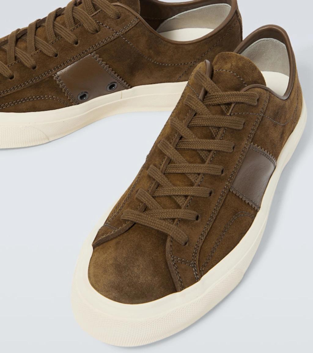 TOM FORD Cambridge Leather-trimmed Suede Sneakers In Brown Product Image