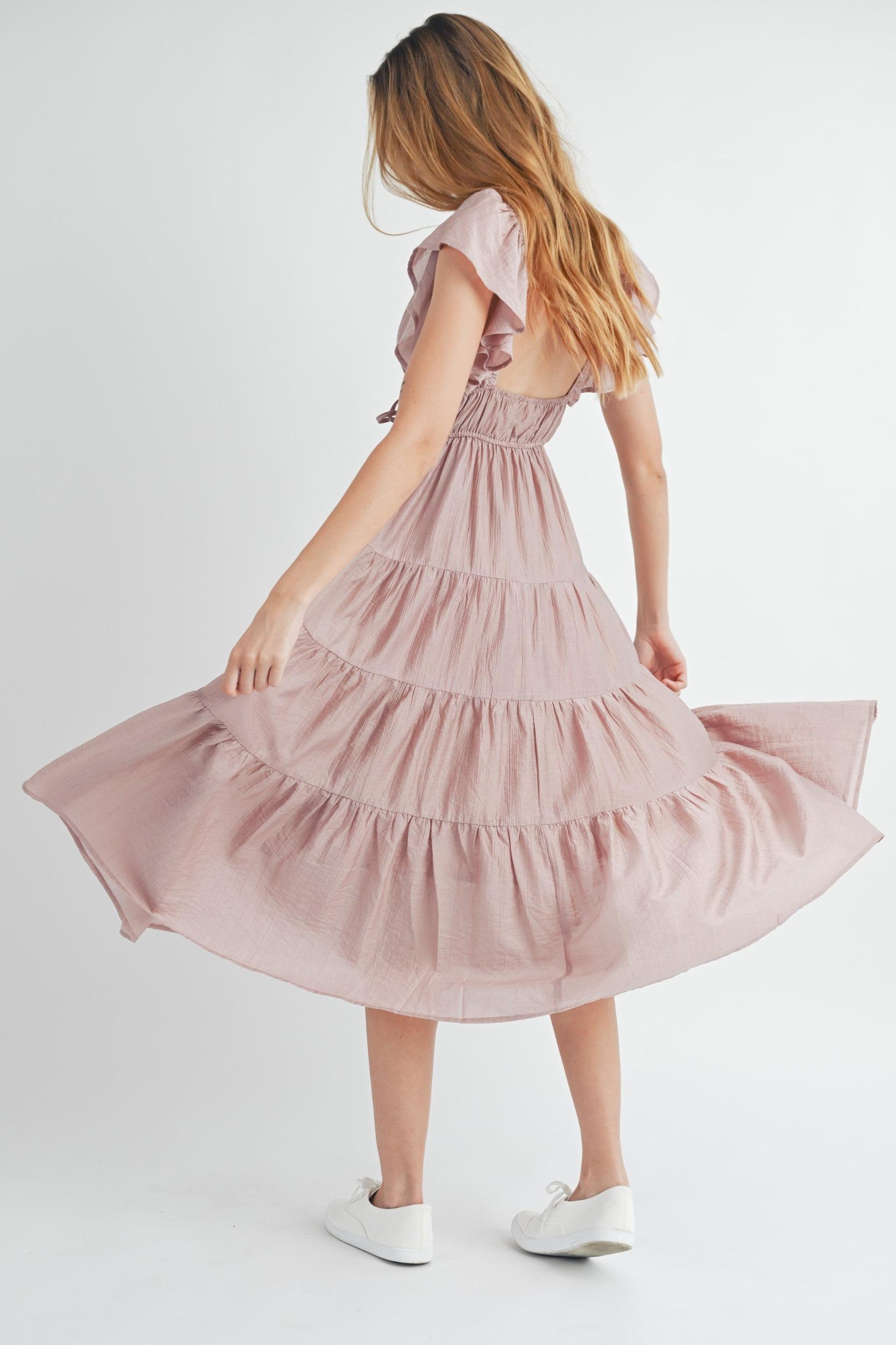 Ruffle Sleeve Summer Midi Dress Product Image