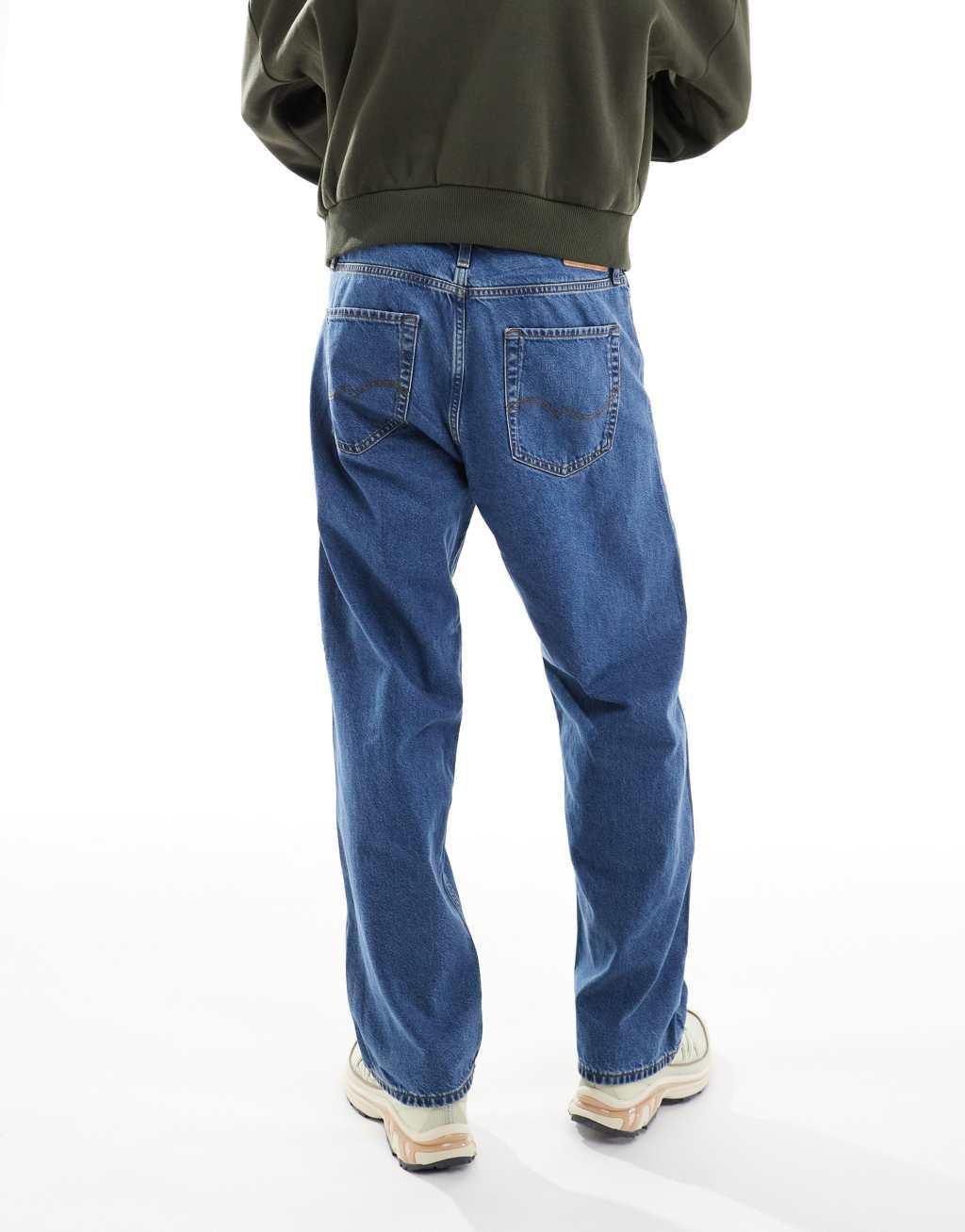 Jack & Jones alex baggy jean in mid blue wash Product Image