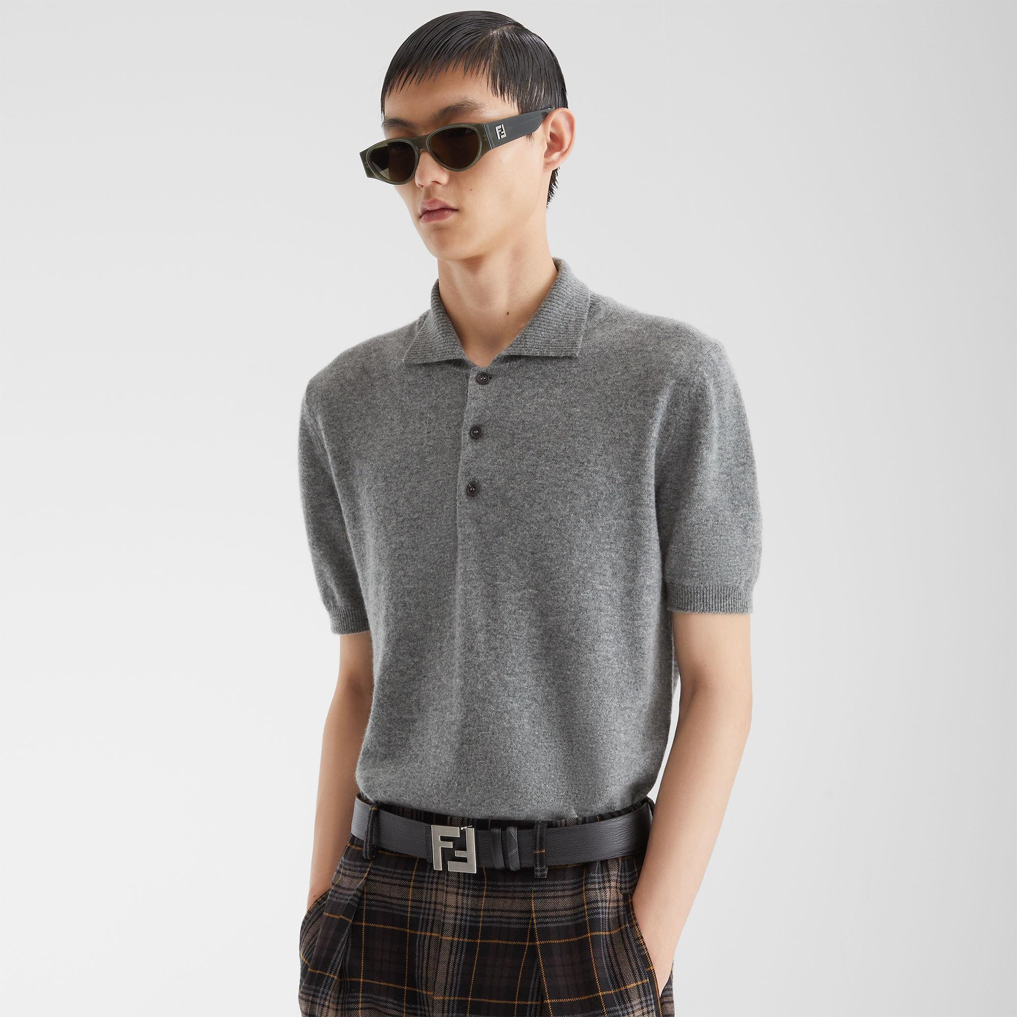 Polo shirtGray wool polo shirt Product Image