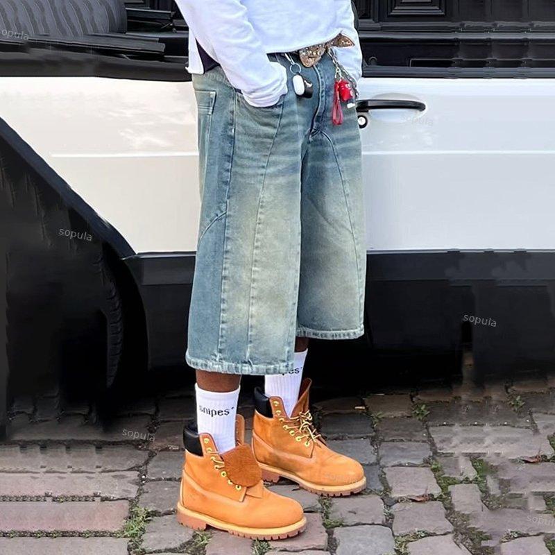 Vintage Washed High Street Baggy Jorts Denim Shorts Product Image