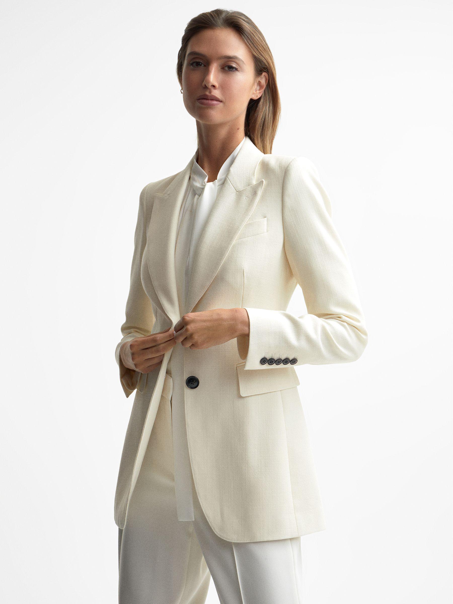 Single Breasted Blazer in White Product Image