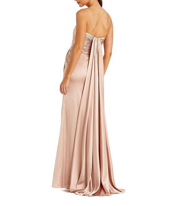 Mac Duggal Strapless Charmeuse Wrap Gown With Cutout Detail and Train Product Image
