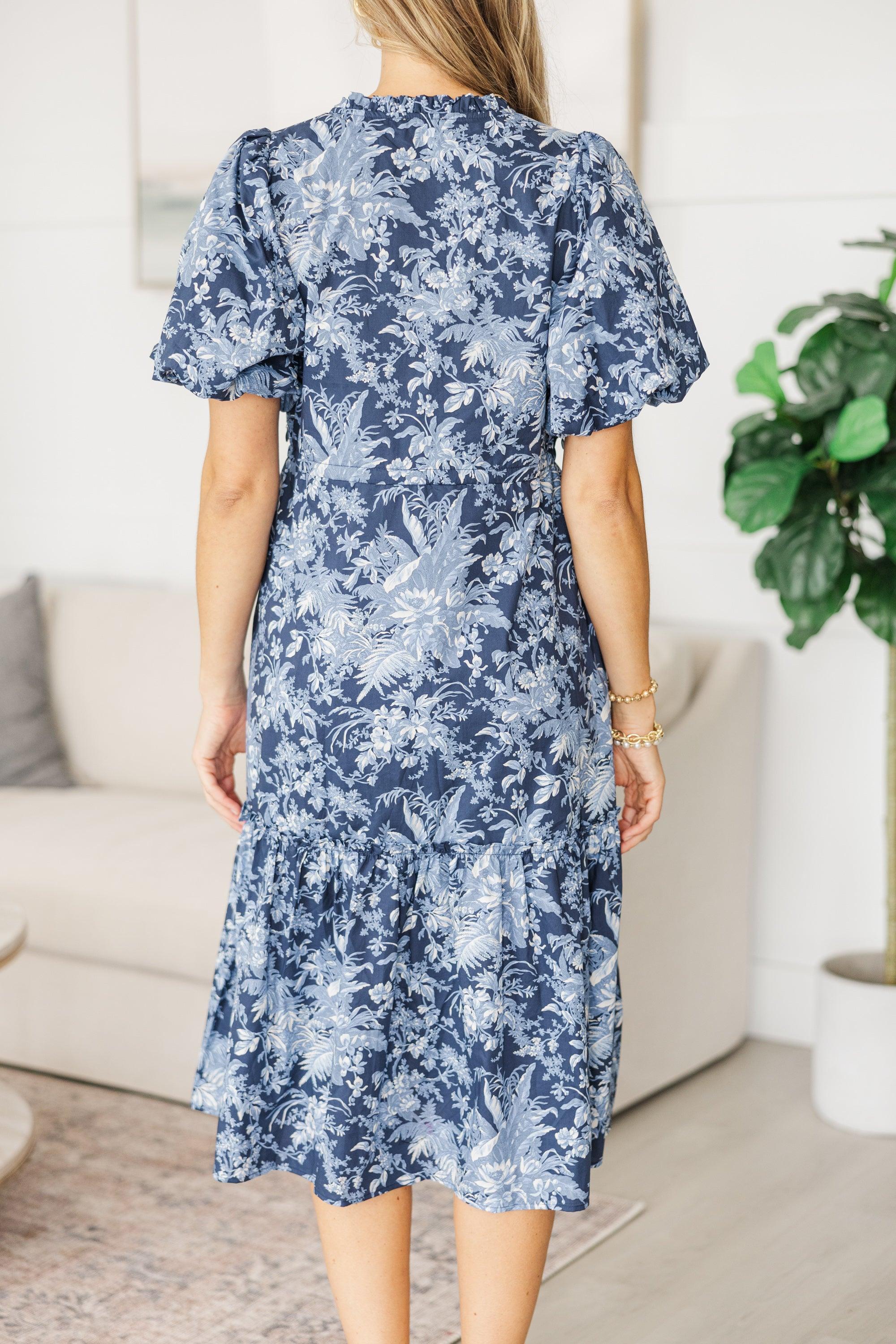 NURSING COLLECTION: It's A Match Navy Toile Midi Dress Female Product Image