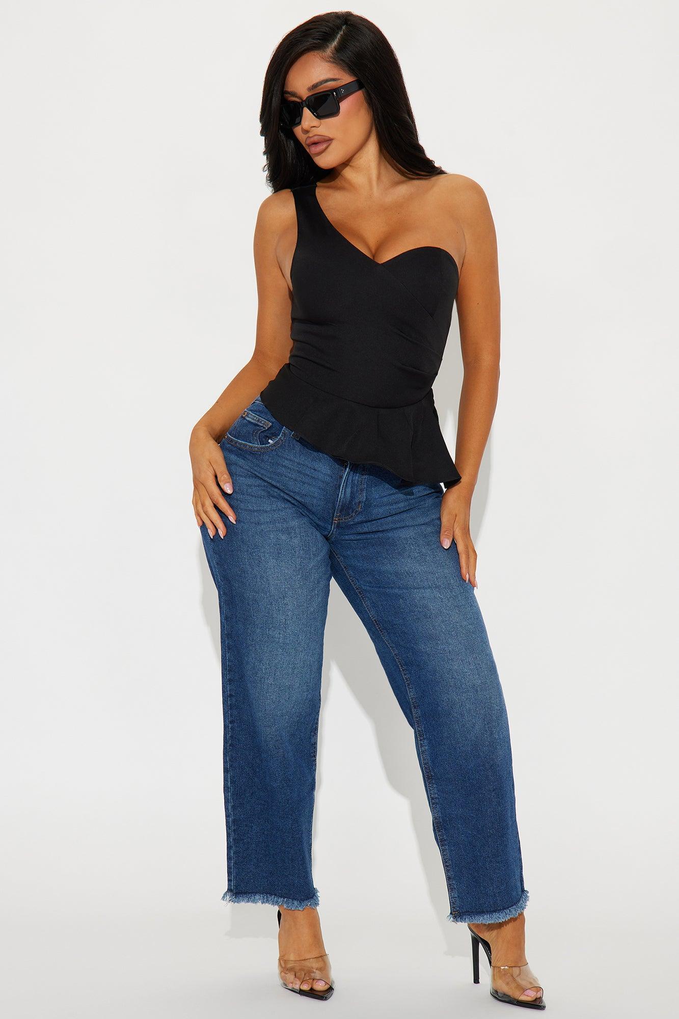 Brunch Date Peplum Blouse Top - Black Product Image