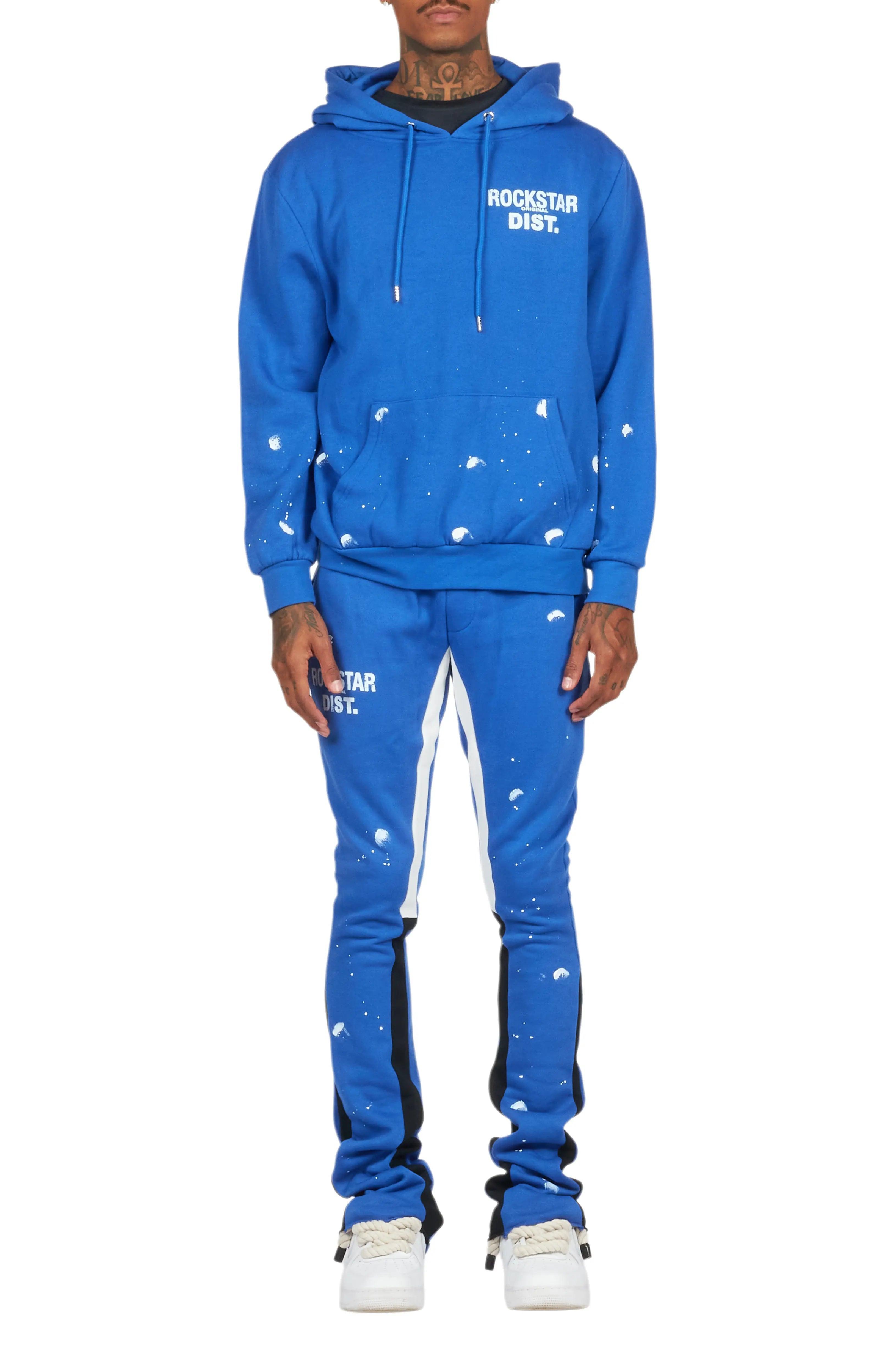 Raffer Royal Blue Hoodie/Stacked Flare Pant Set Male Product Image