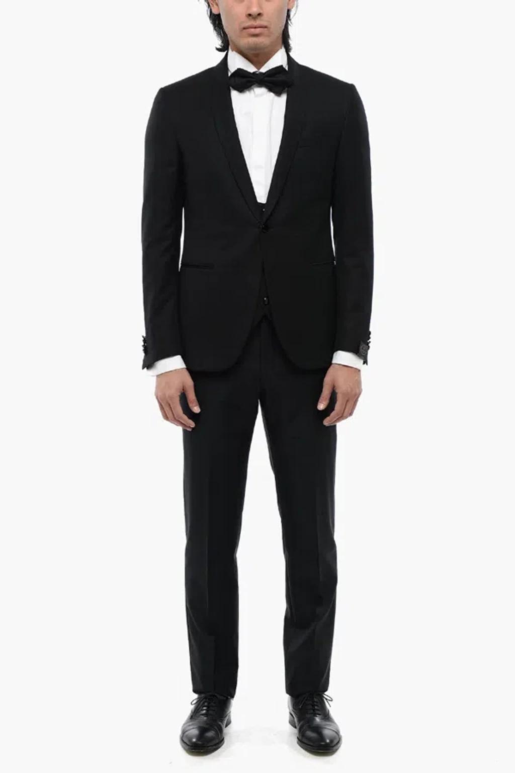 CORNELIANI Virgin Wool Cerim.academy Shawl Lapel 1-button Suit In Black Product Image